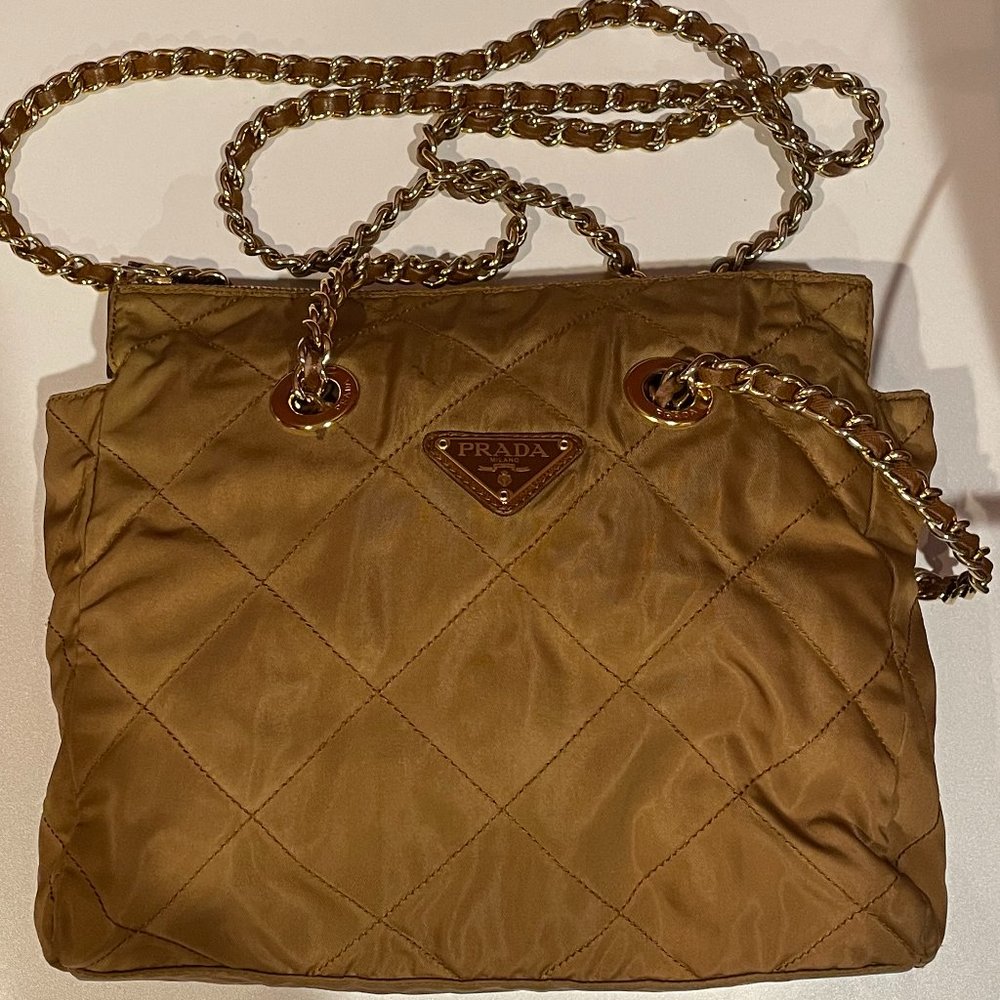 Prada Vintage Cloth Handbag; Brown - Picture 1 of 13